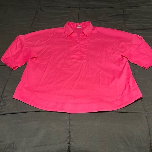 Chico’s Size 2 Pink Collar Pullover. 3/4 sleeves. - Picture 1 of 6
